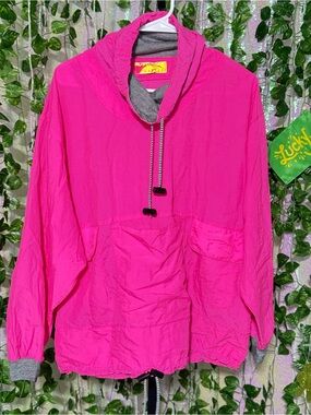 Dashers vintage retro Jacket Coat Pink Pullover Pockets High Neck
Drawstring sm